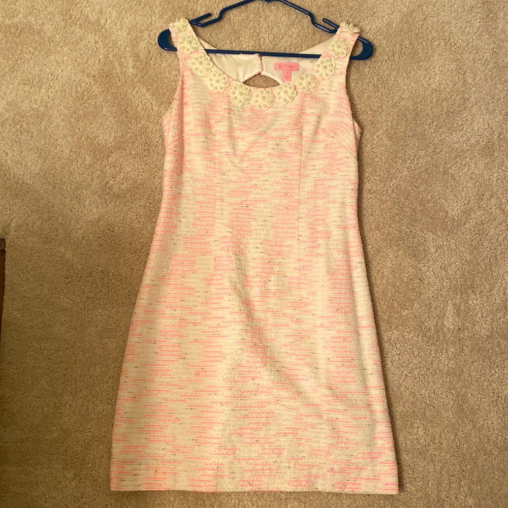 Lily Pulitzer Pearl Detail Fitted Shift Dress